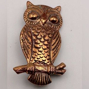 Vintage Copper “Wise” Owl Brooch